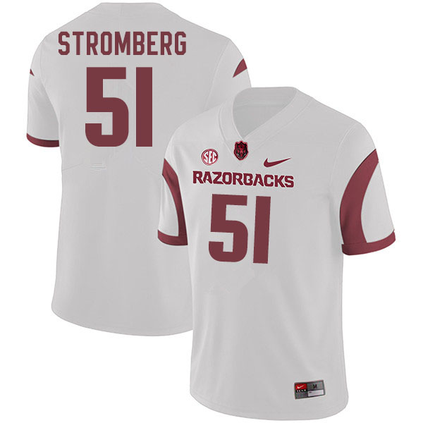 Men #51 Ricky Stromberg Arkansas Razorbacks College Football Jerseys Sale-White
